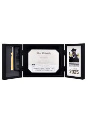 Black Graduation 3 Opening Hinged Display Frame Class of 2025 by Studio Decor